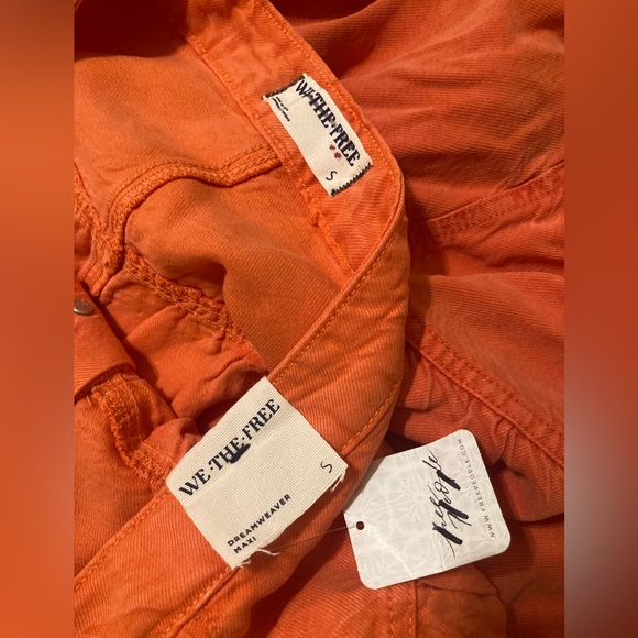 Free People Dreamweaver Denim Maxi Skirt In Firecracker Orange | We The Free - Picture 9 of 14